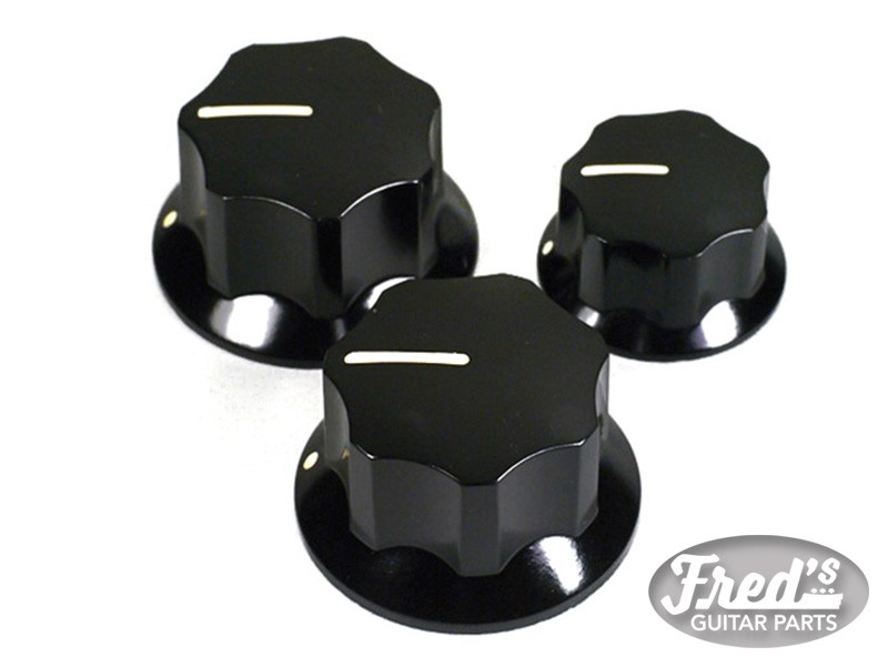 ALL PARTS® KNOB SET FOR JAZZ BASS® 6.35mm WITH SCREW BLACK (3 pcs)