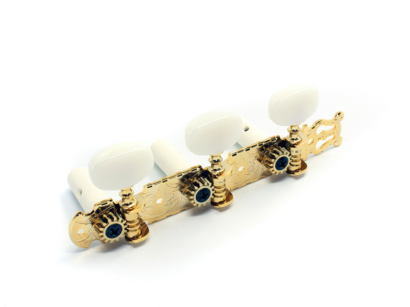 GOTOH® 35G450 LYRA MACHINE HEADS CLASSIC PLASTIC PEARL BUTTONS (1:14) FLASH GOLD