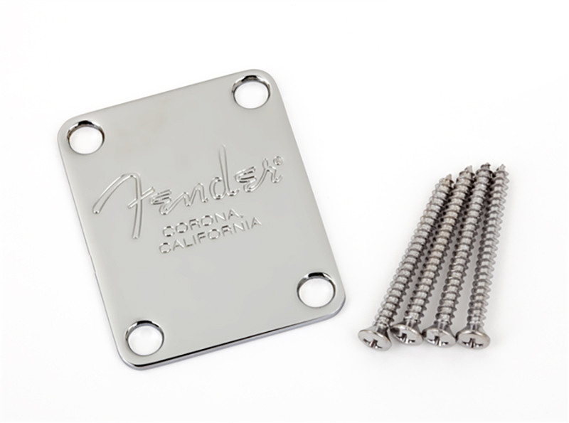 FENDER® 4-BOLT AMERICAN SERIES BASS NECK PLATE WITH FENDER® CORONA STAMP CHROME