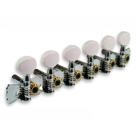 12 CORDES 6 X 6 SUR PLATINE NICKEL BOUTONS CREME (E/A25mm)