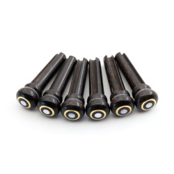 BRIDGE PINS EBONY FOR ACOUSTIC GUITAR MOP DOT / BRASS RING 5.1mm (6pcs)
