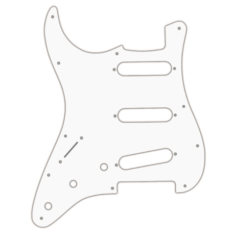 WD® CUSTOM PICKGUARD TYPE STRAT® GAUCHER 11 TROUS 2.28mm 3 PLIS BLANC