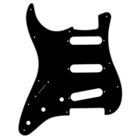 WD® CUSTOM PICKGUARD TYPE STRAT® GAUCHER 11 TROUS 2.28mm 3 PLIS NOIR
