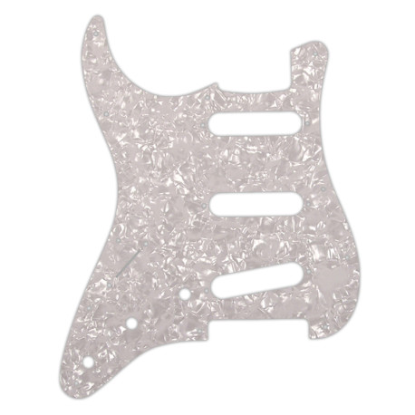 WD® CUSTOM PICKGUARD TYPE STRAT® GAUCHER 11 TROUS 2.28mm 4 PLIS BLANC NACRÉ