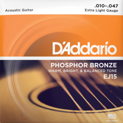D'ADDARIO® CORDES GUITARE ACOUSTIQUE PHOSPHORE BRONZE EJ15, 010-047