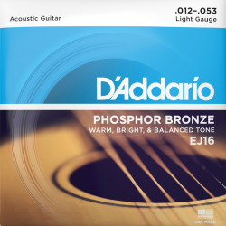 D'ADDARIO® CORDES GUITARE ACOUSTIQUE PHOSPHORE BRONZE EJ16, 012-053