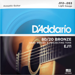 D'ADDARIO® CORDES GUITARE ACOUSTIQUE BRONZE EJ11, 80/20, 012-053