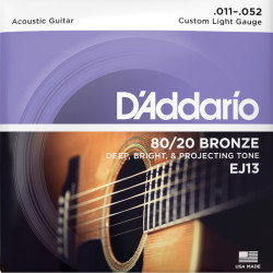 D'ADDARIO® CORDES GUITARE ACOUSTIQUE BRONZE EJ13, 80/20, 011-052