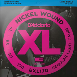 D'ADDARIO® CORDES BASSE 4 CORDES NICKEL EXL170, 045-100
