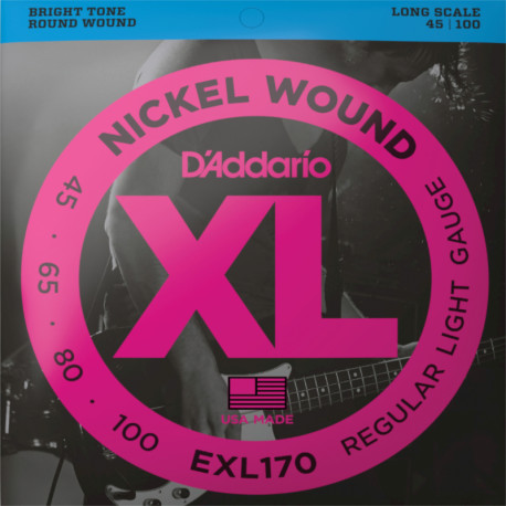 D'ADDARIO® CORDES BASSE 4 CORDES NICKEL EXL170, 045-100