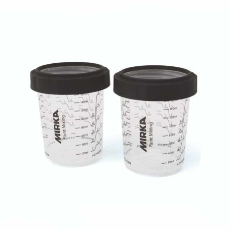 MIRKA® PAINT CUPS 180ml FOR SPRAY GUN WITH COLLAR (2pcs)
