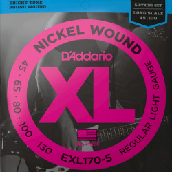 D'ADDARIO® CORDES BASSE 5 CORDES NICKEL EXL170, 045-130