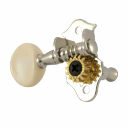 GROVER® UKULELE MACHINE HEADS 2+2 STA-TITE® WHITE BUTTON 1:14 NICKEL