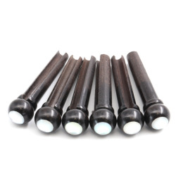 CHEVILLES ÉBÈNE TÊTE DOME GUITARE ACOUSTIQUE POINT NACRE BLANCHE 5.3mm (6pcs)