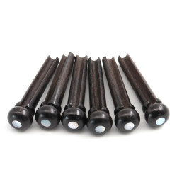 CHEVILLES ÉBÈNE GUITARE ACOUSTIQUE POINT NACRE BLANCHE 5.3mm (6pcs)