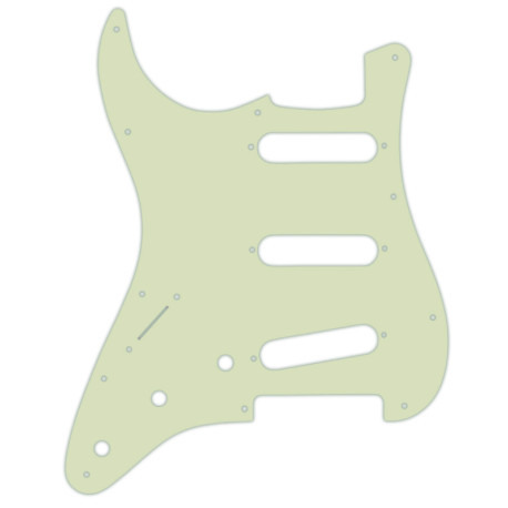 ! DISC ! WD® CUSTOM PICKGUARD STRAT® VINTAGE '62 11H GAUCHER 3 PLIS MINT GREEN