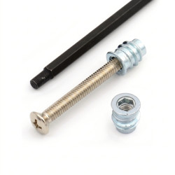 NECTITE® BOLT-ON NECK SCREWS AND INSERTS 40mm M4 NICKEL (4pcs)