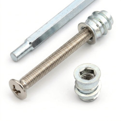 NECTITE® BOLT-ON NECK SCREWS AND INSERTS 45mm M5 NICKEL (4pcs)