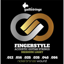 GALLI STRINGS® FINGERSTYLE CORDES ACOUSTIQUE NICKEL/BRONZE MEDIUM 012-056
